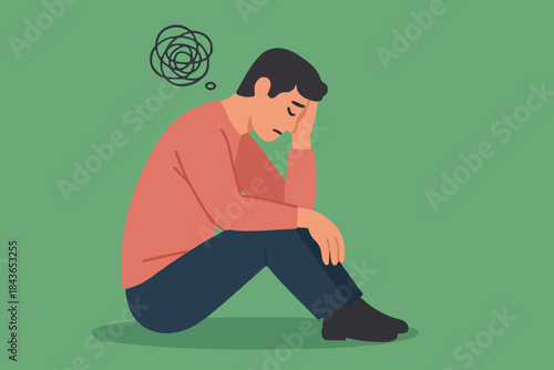 Failure or depression, stupidity, stress and anxiety on failure concept, frustrated businessman holding his head sitting alone on chair.