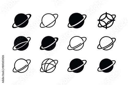 Interstellar Mission Logos. Interstellar missions. Icon set. Set