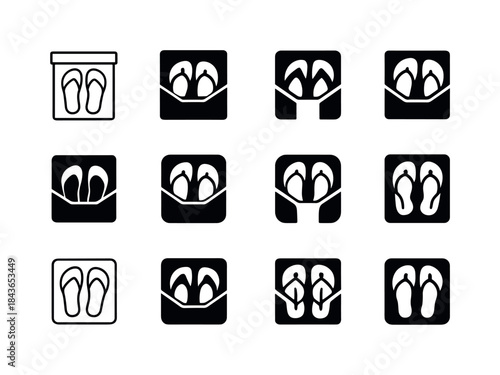 Summer Clothes Icons. Putting away summer clothes. Icon set. Set