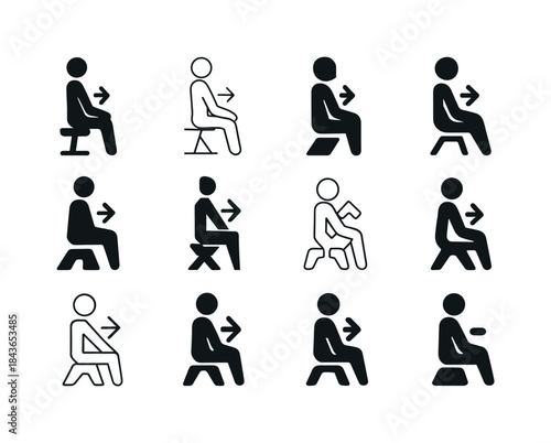 Ergonomic Icon Set. posture shift. Icon set. Set Logo of posture