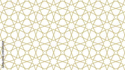 Islamic Seamless geometric pattern in authentic arabian style. Vector illustration. Islam pattern on green background for Ramadan banner,Backdrop texture for Eid.