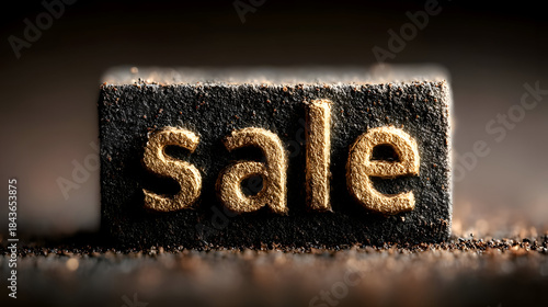 Wallpaper Mural Sale Text Block with Golden Letters on Dark Textured Background Torontodigital.ca