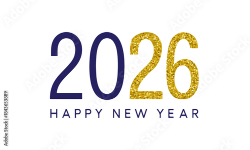 New Year 2026 Gold Glitter Logo Greeting Card Design
