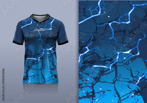 Tshirt mockup abstract grunge marble texture sport jersey design for football soccer, racing, esports, running, blue navy color