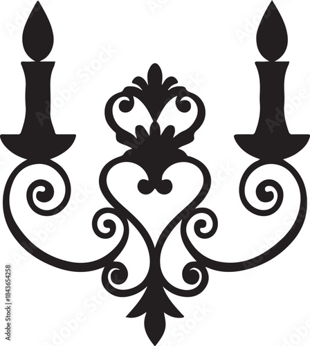 Vintage black silhouette fleur de lis vector ornament design element for floral decoration art pattern illustration frame border
