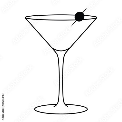 Martini Glass Outline Vector Icon for Classic Cocktail and Bar Menu