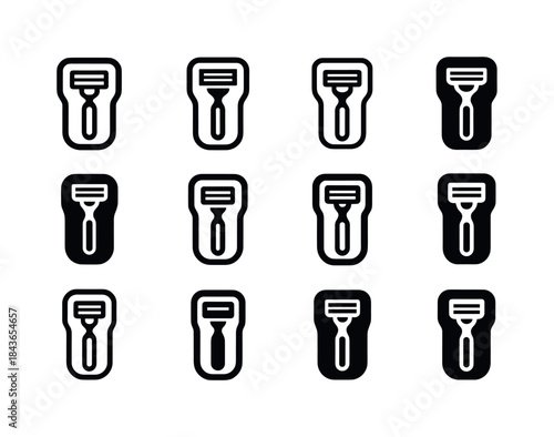 Razor Holder Icons. Razor holder. Icon set. Set Logo of razor ho