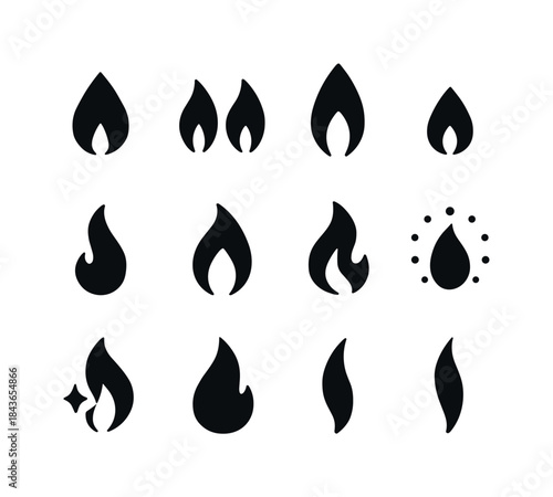 Candle Flame Icons. candle flames. Solid icon set of candle flam