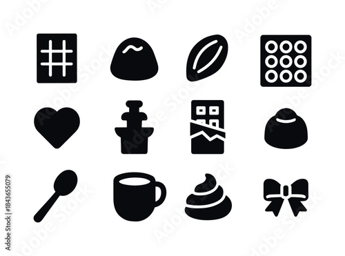 Digital Chocolate Icons. Chocolate Shop. Solid icon set of Choco