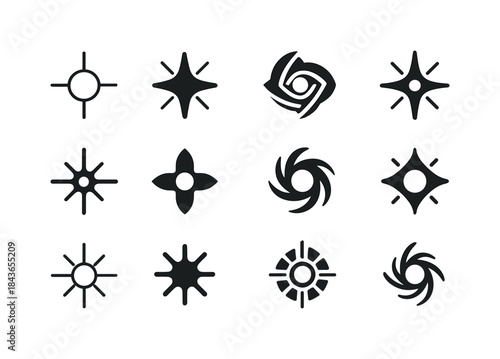 Quasar Logo Variations. Quasar. Icon set. Set Logo of quasar: ra