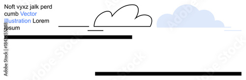 Web design, cloud storage, digital applications, data management, futuristic layouts, abstract backgrounds. Minimalist clouds and horizontal lines in modern abstract style. Web design and cloud