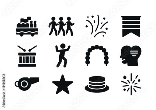 Pride Parade Icons. Pride parade elements. Solid icon set of Pri