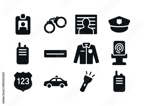 Police Identification Icons. Police identification. Solid icon s