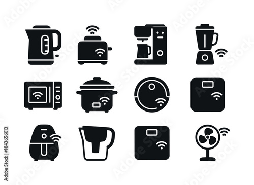 Smart Home Icons. Smart appliances. Solid icon set of Smart appl