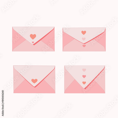 Love envelopes with heart details in soft pastel style
