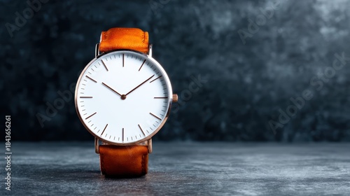 Wallpaper Mural An elegant minimalist watch displayed on a textured stone surface, emphasizing simplicity and sophistication, perfect for showcasing a modern sense of style and timekeeping. Torontodigital.ca