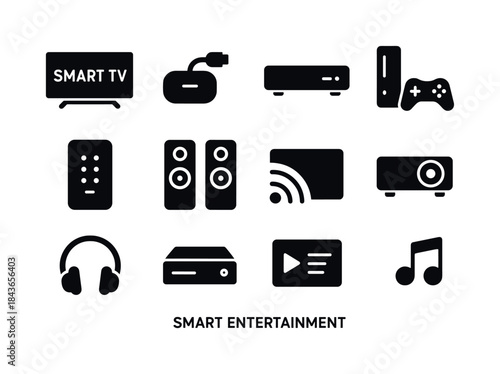 Smart Entertainment Icons. smart entertainment. Solid icon set o