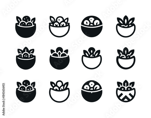 Falafel Pita Logos. Stuffed pita pockets. Icon set. Set Logo of