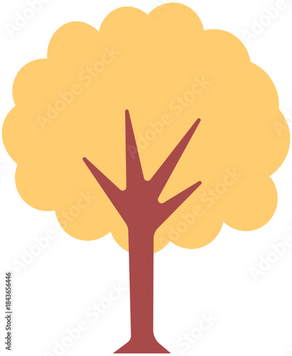 Stylized Yellow Tree Illustration for Seasonal Decor