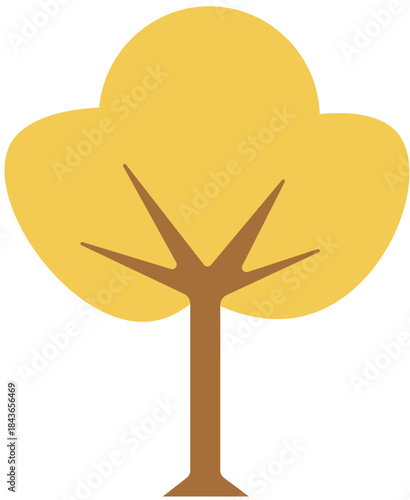 Simple Cartoon Tree Illustration with Yellow Foliage