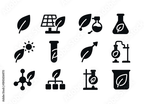 Artificial Leaves Icons. Artificial leaves. Solid icon set of ar