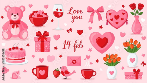 Valentine s Day Celebration with Gifts Hearts and Romantic Decor