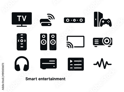 Smart Entertainment Icons. smart entertainment. Solid icon set o