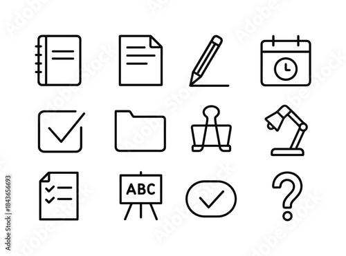 Homework Icon Set. Homework & Assignments. Line icon set of Home