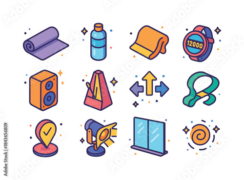 Dance Rehearsal Icons. Dance rehearsal. Colorful isometric vecto