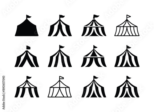 Circus Tent Logos. Circus tent. Icon set. Set Logo of circus ten