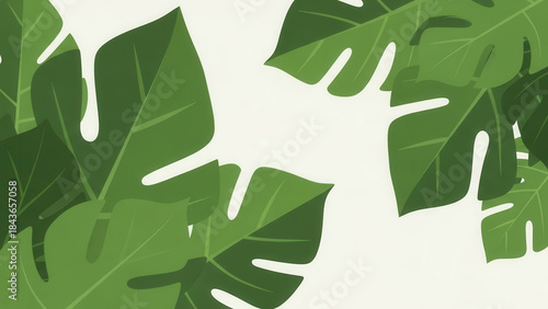 Stylized illustration of monstera leaves creating a decorative frame, perfect for tropical and eco-friendly designs
