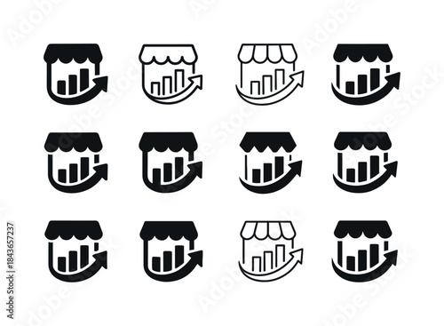 Small Business Icon Set. Small business growth and challenges. I