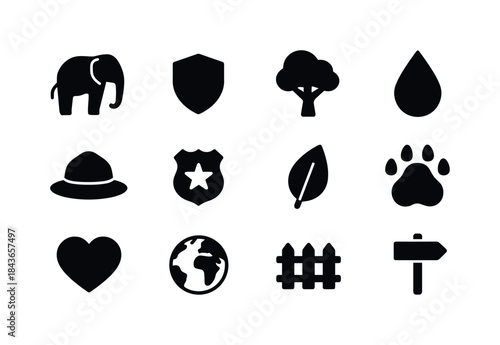 Elephant Conservation Icons. Elephant Conservation. Solid icon s