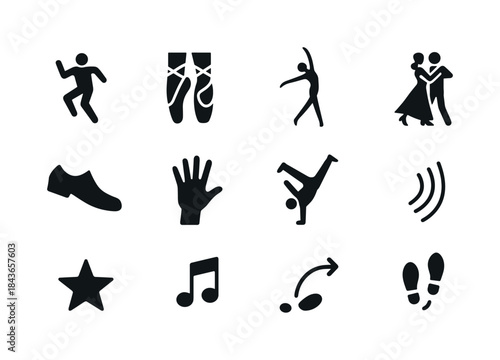 Dance Icons Collection. Dance Genres. Solid icon set of Dance Ge