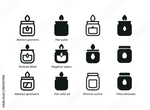Candle Logo Variations. Candles. Icon set. Set Logo of Candles: