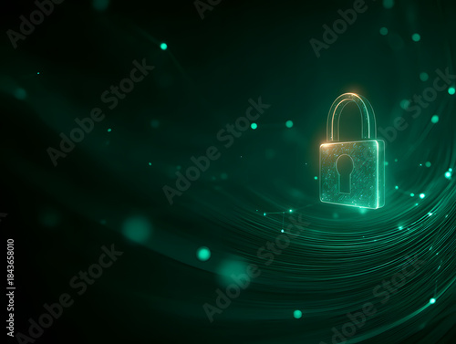 Digital padlock with glowing circuit lines representing cybersecurity