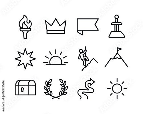 Epic Triumph Icons. Epic Triumph. Line icon set of Epic Triumph: