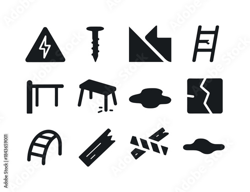 Unsafe Play Area Icons. Unsafe play area. Solid icon set of Unsa