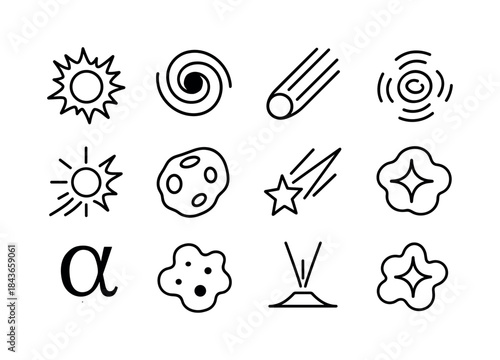 Cosmic Icon Set. Cosmic phenomena. Line icon set of Cosmic pheno