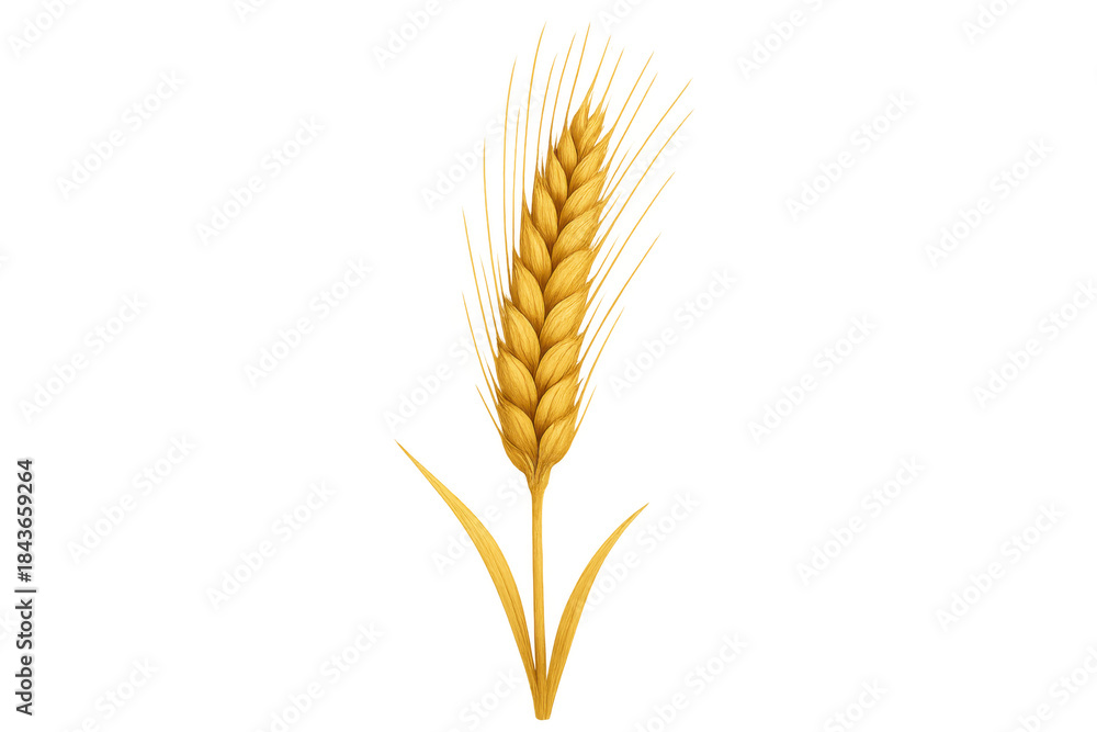 Obraz premium Golden wheat stalk representing agriculture, harvest, and food production, isolated on transparent background