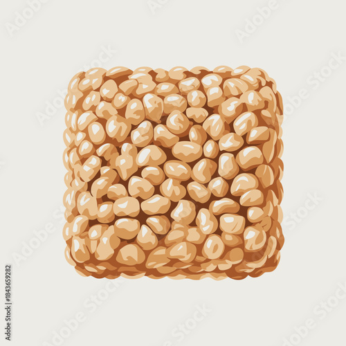 This image features a close-up of a square block of puffed rice, highlighting its crunchy texture and golden-brown appearance, perfect for snack lovers and healthy options.