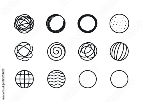 Artistic Sphere Icons. Artistic spheres. Line icon set of artist