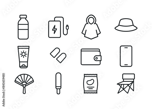 Music Festival Icons. Music Festival Essentials. Line icon set o