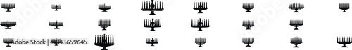 An arrangement of numerous black fork silhouettes against a plain white background creating a minimalist pattern silhouette