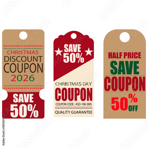 Christmas discount coupons with save 50 percent off offers