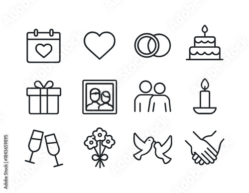 Anniversary Line Icons. Anniversaries and commitments. Line icon