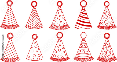 Vector Set of birthday party hat
