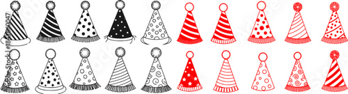 Vector Set of birthday party hat
