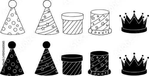 Vector Set of birthday party hat

