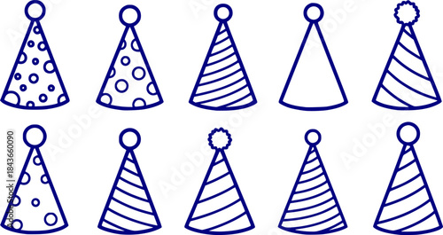 Vector Set of birthday party hat
